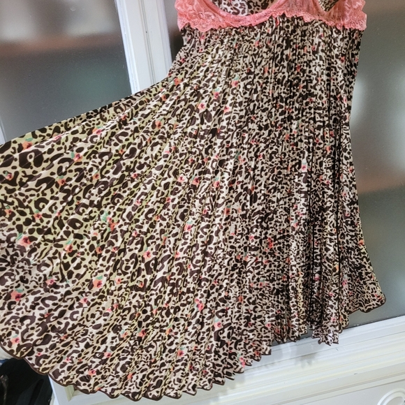 Leopard Print Lace Trim Women's Lingerie Babydoll Satin Top Romantic Y2K - Picture 4 of 9